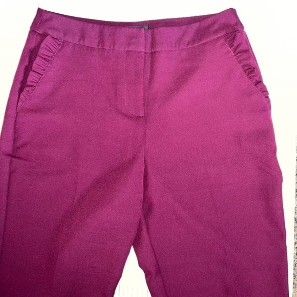 Lulus Eggplant Ruffle Pocket taped Leg‎ pants Size S